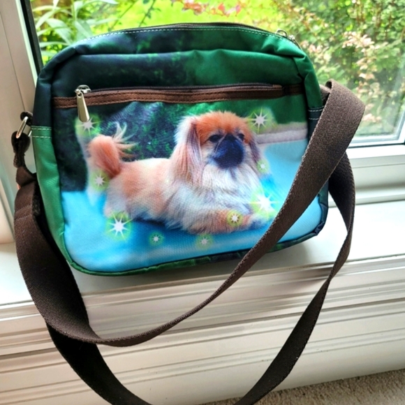 Dog Print Messager Shoulder Bag with Rhinestones - Picture 3 of 8